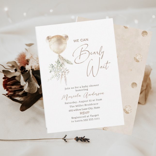 Convites Chá de fraldas de Espera do Urso Moderno Elegante (Criador carregado)