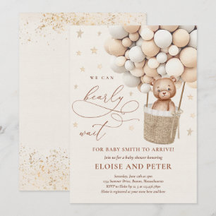 Convites Chá de fraldas de Espera Neutral do Balão do Urs