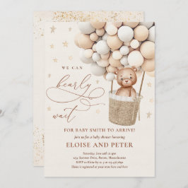 Convites Chá de fraldas de Espera Neutral do Balão do Urso 