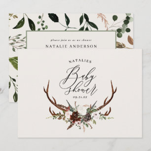 Convites Chá de fraldas de estábulo de guião botânico r