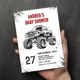 Convites Chá de fraldas de estrada de monstro de caminhões