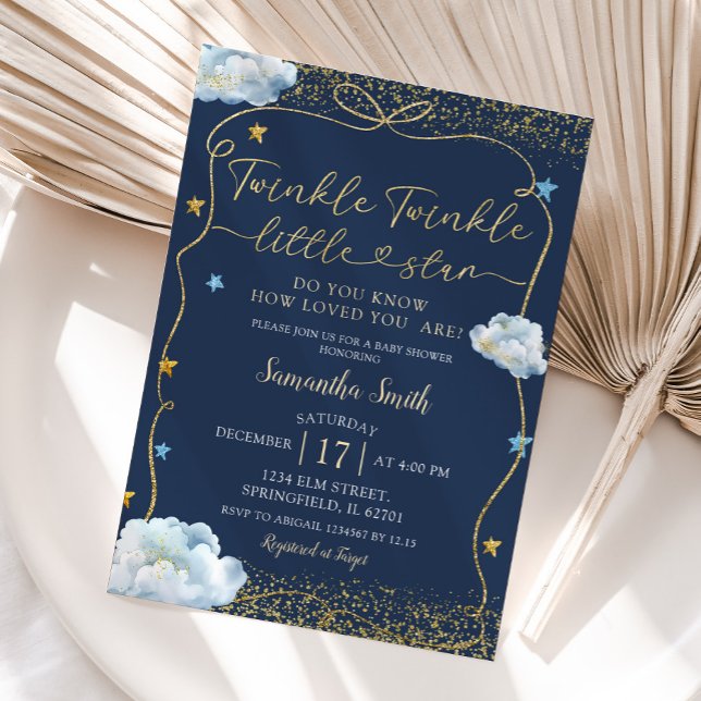 Convites Chá de fraldas de Estrelas Pequenas e Brilhantes (Criador carregado)