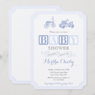 Convites Chá de fraldas de Eterno Antiquado Toys ABC Block