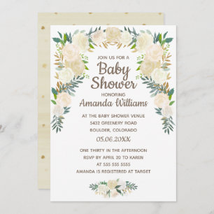 Convites Chá de fraldas de exaustão Floral Cor-de-Rosa Eleg