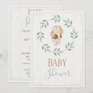 Convites Chá de fraldas de Extremo de Aquarela de Elefante