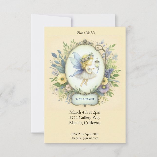 Convites Chá de fraldas de fada doce (Frente)