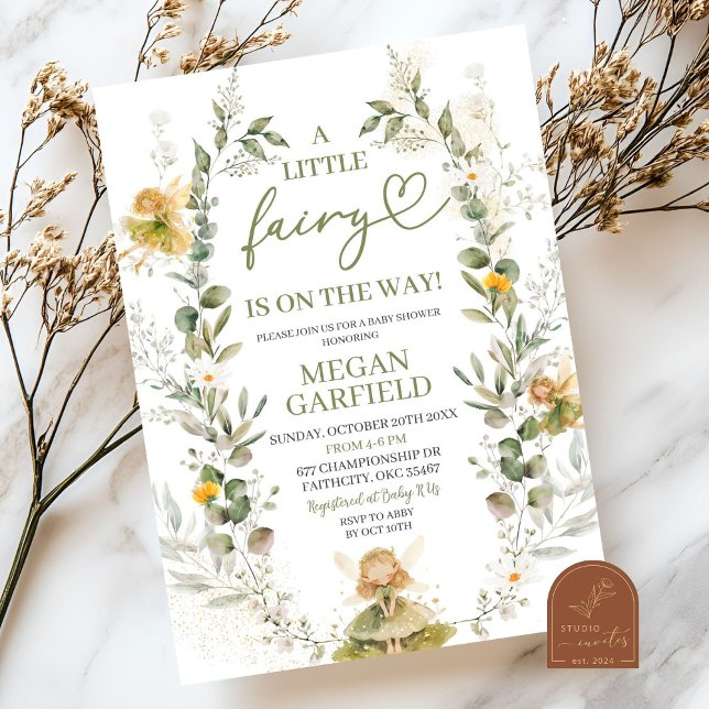 Convites Chá de fraldas de fada verde (Criador carregado)