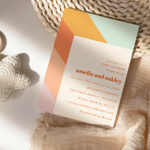 Convites Chá de fraldas de faixas de Casais com barra laran