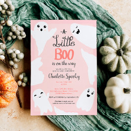 Convites Chá de fraldas de fantasmas rosa, dois fantasmas