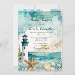 Convites Chá de fraldas de farol náutico