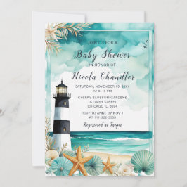 Convites Chá de fraldas de farol náutico