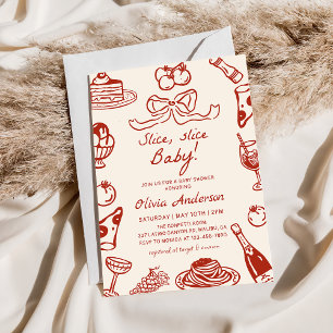 Convites Chá de fraldas de fatia de pizza italiana desenhad