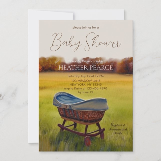 Convites Chá de fraldas de Fazenda de queda de aquarela da  (Frente)