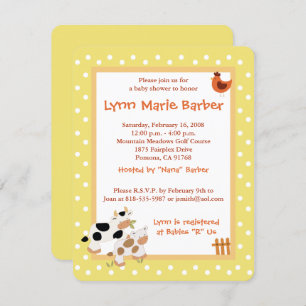 Convites Chá de fraldas de Fazenda de Vaca do Baby Moo Amar