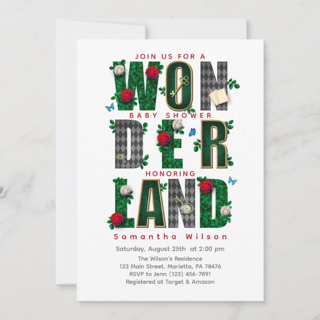 Convites Chá de fraldas de Festa do Tea Wonderland I (Frente)