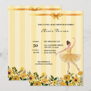 Convites Chá de fraldas de Fita Amarelo Floral Cuja Fita é 