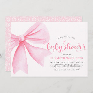 Convites Chá de fraldas de Fita de Arco com Cor de Água Ros