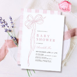 Convites Chá de fraldas de Fita de Arco Rosa Longo