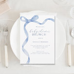 Convites Chá de fraldas de fita do Arco azul Brunch<br><div class="desc">Convite Brunch ao Chá de fraldas de Fita Azul Arco Este maravilhoso convite ao chá de fraldas adicionará apenas o toque perfeito de elegância ao seu evento.</div>