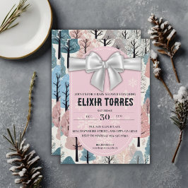 Convites Chá de fraldas de Flocos de Neve da Floresta de In