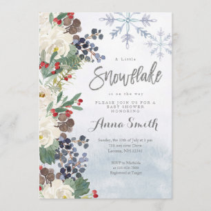 Convites chá de fraldas de flocos de neve de inverno de Pr