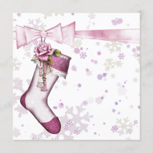 Convites Chá de fraldas de flocos de neve rosa-inverno bra