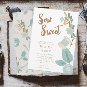 Convites Chá de fraldas de Flor Bordado para Costura Adoráv