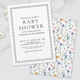 Convites Chá de fraldas de Flor Botânico Pastel de Flores S