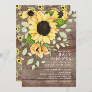Convites Chá de fraldas de Flor de Girassol de outono russo