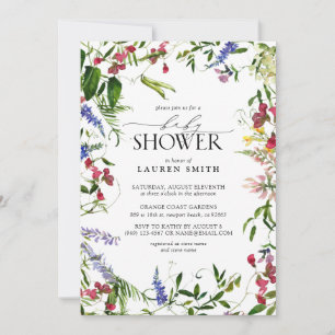 Convites Chá de fraldas de flor selvagem