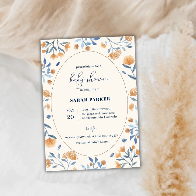Convites Chá de fraldas de flor selvagem (Watercolor Wildflower Boho Baby Shower Invitation)