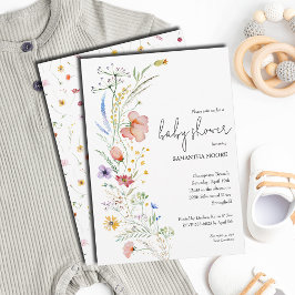 Convites Chá de fraldas de flor selvagem