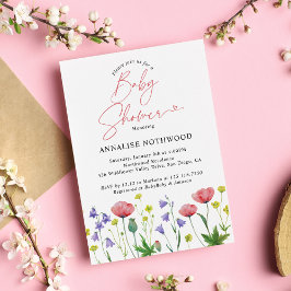 Convites Chá de fraldas de flor selvagem