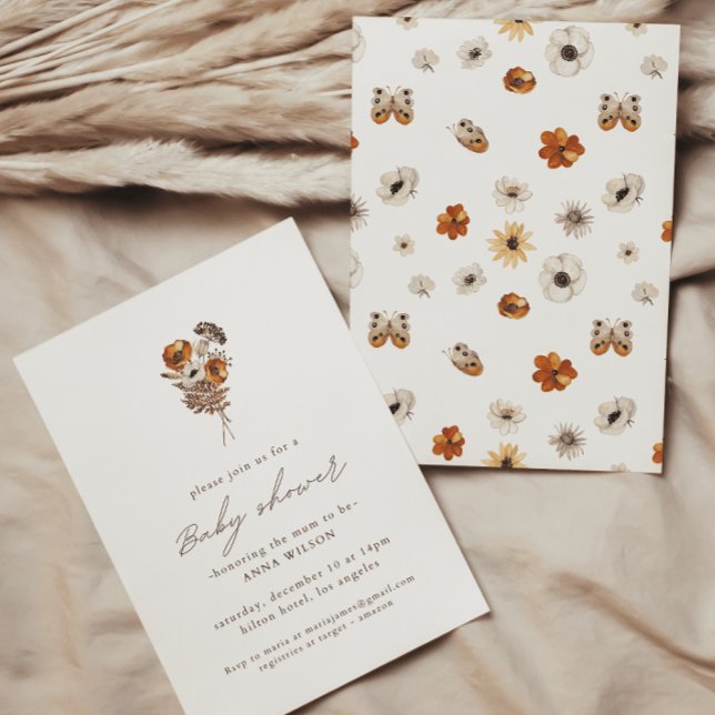 Convites Chá de fraldas de flor selvagem (Criador carregado)