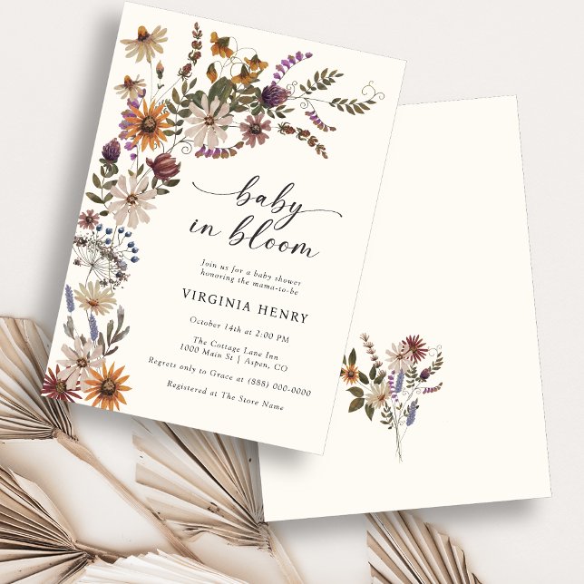 Convites Chá de fraldas de flor selvagem (Wildflower Baby Shower Invitation
)