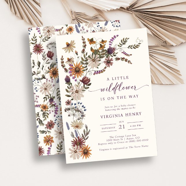 Convites Chá de fraldas de flor selvagem (Wildflower Boho Baby Shower Invitation
)