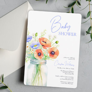 Convites Chá de fraldas de flor selvagem