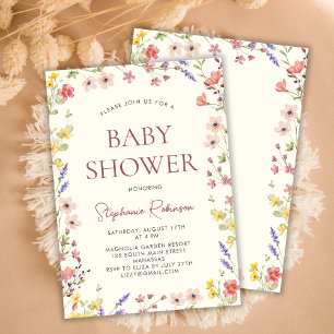 Convites Chá de fraldas de Flor Selvagem Bohemian Delicate