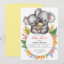 Convites Chá de fraldas de flor selvagem de Koalas
