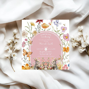 Convites Chá de fraldas de Flor Selvagem de Páscoa Algumas