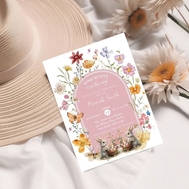 Convites Chá de fraldas de Flor Selvagem de Páscoa Algumas (Criador carregado)