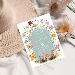 Convites Chá de fraldas de Flor Selvagem de Páscoa Algumas