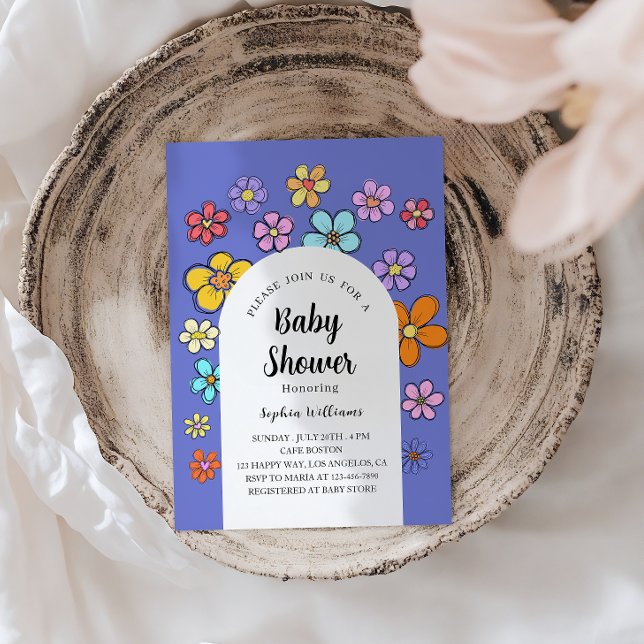 Convites Chá de fraldas de Flor Whimsical - Pêssego e Paste (Criador carregado)