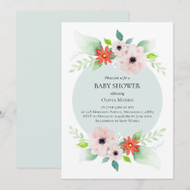 Convites Chá de fraldas de Flores Botânicas Florais Elegant