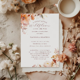 Convites Chá de fraldas de Flores Branco Queda Pequena