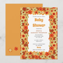 Chá de fraldas de Flores de Hippie Laranja Retro-L