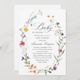 Convites Chá de fraldas de Flores Selvagens de Aquarela Ele