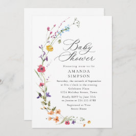 Convites Chá de fraldas de Flores Selvagens de Aquarela Ele