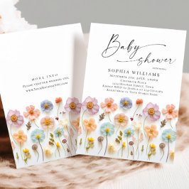 Convites Chá de fraldas de Flores Selvagens de Boho Cor-de-