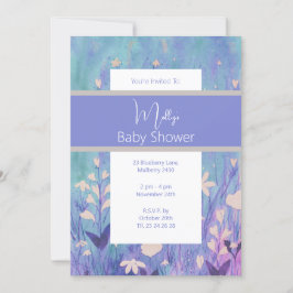 Convites chá de fraldas de Flores Selvagens de Boho de Aqua